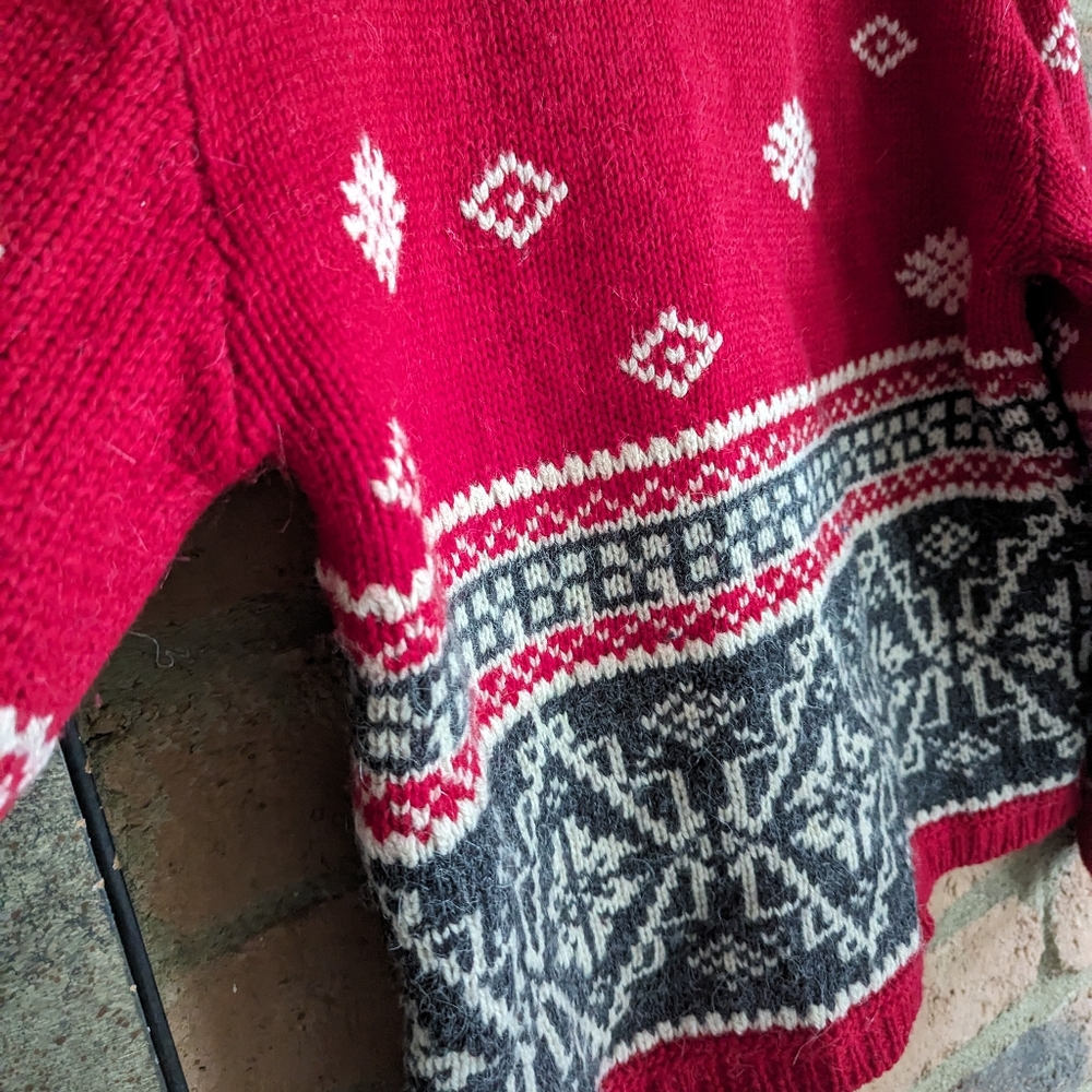 Vintage Y2K Eddie Bauer Fair Isle Wool Alpaca Cardigan Sweater - Picture 4 of 9